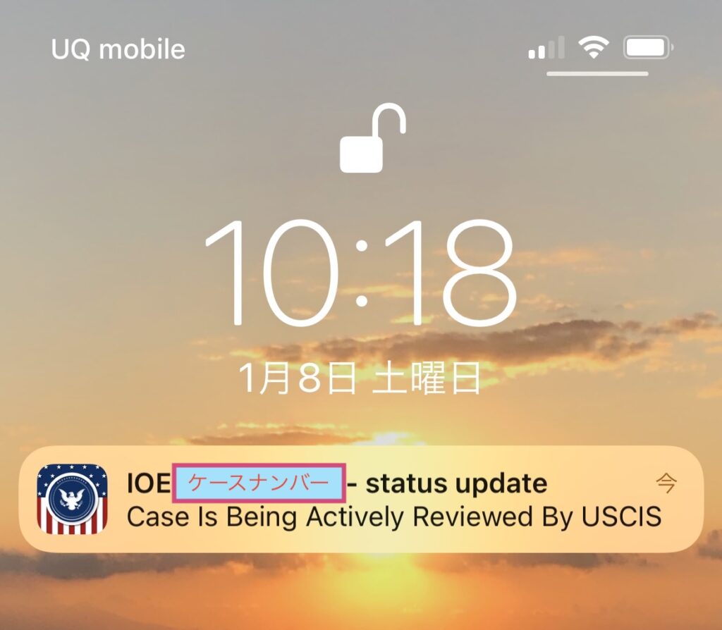 Case is Being Actively Reviewed By USCISのスクショ
